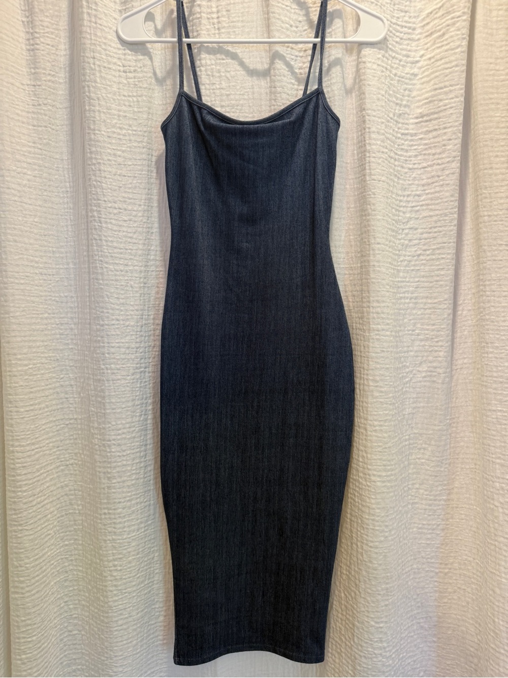 Nkd Wardrobe NWT Denim Fit Spaghetti Strap Midi Bodycon Dress Blue S